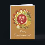 Beställnings- dekorativ Turkiet menora Helgkort<br><div class="desc">Dekorativ nyckfull thanksgivingkalkon med en Hanukkah menora. Personifiera beklädahälsningen och insidameddelandet för ett unikt Thanksgivukkah kort! © StudioMetzger.com genom att använda bilder© GraphicMarket. All reserverad rättigheter.</div>