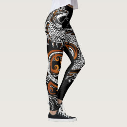 Beställnings- designad asiatisk drakedamasker leggings