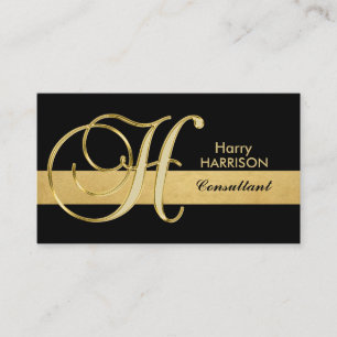 Beställnings- elegant Monogrammed guldsvart Visitkort