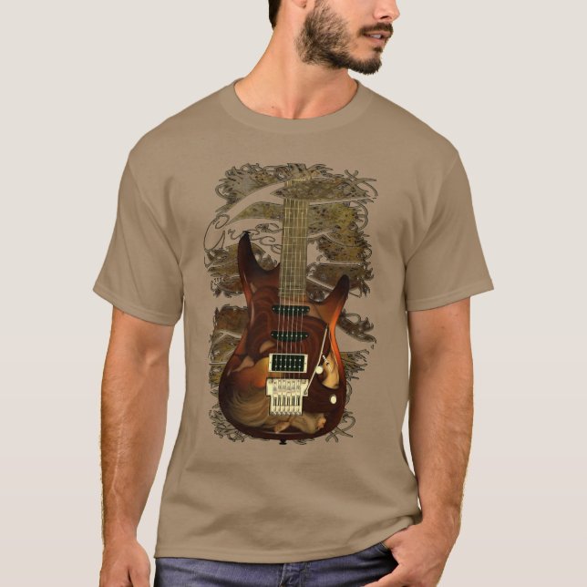 Beställnings- elektrisk gitarr för fantasi t shirt (Framsida)
