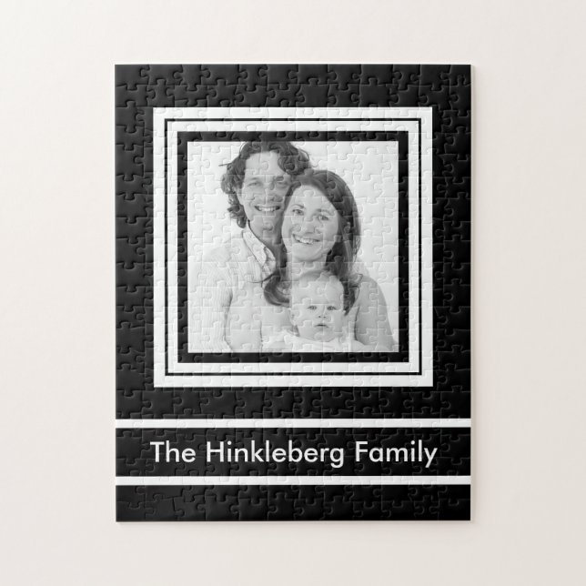 Beställnings- familjfoto med din egna text pussel (Vertikal)