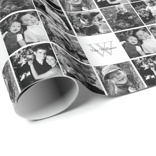 Beställnings- familjfotoCollage Presentpapper (Rullad Hörn)