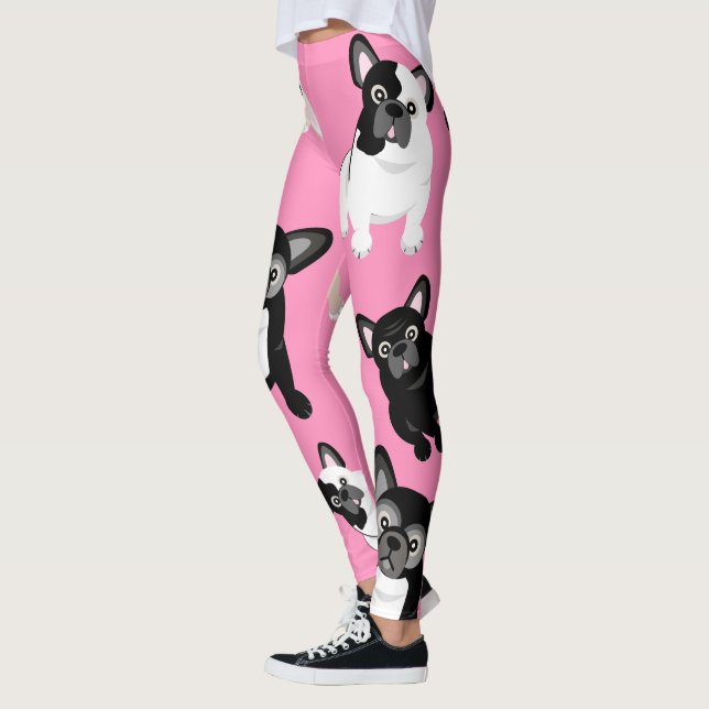 Beställnings- färg för roliga bulldoggvalpar leggings (Vänster)