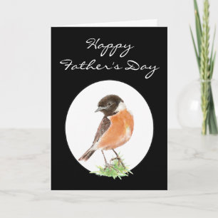 Beställnings- fars dag Stonechat, vattenfärgfågel Kort