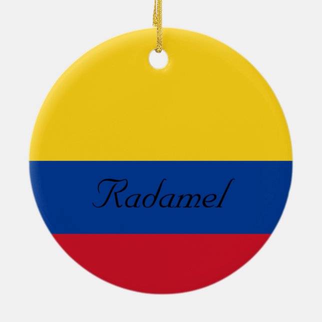 Beställnings- flagga av röda Colombia gultblått Julgransprydnad Keramik (Baksidan)