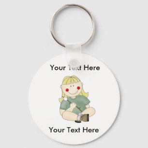 Beställnings- flicka som campar Keychain Nyckelring