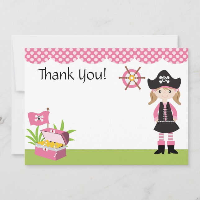Beställnings- flickapirattack tack kort (Framsida)