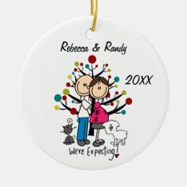 Beställnings- förväntansfullt kopplar ihop, julgransprydnad keramik