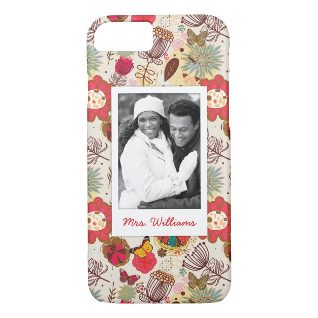 Beställnings- foto & känd Retro blommönster 4 Case-Mate iPhone Skal (Baksida)