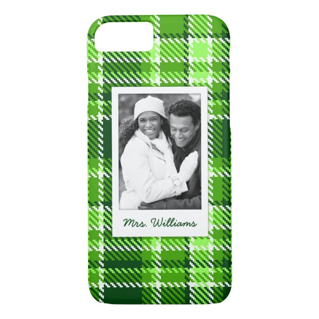 Beställnings- foto & känt rutigt grönt färgmönster Case-Mate iPhone skal (Baksida)