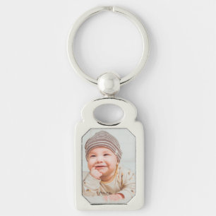 Beställnings- foto Keychain Rektangulärt Silverfärgad Nyckelring