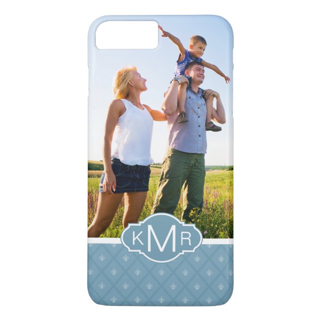 Beställnings- foto- & MonogramFleur-de-lis mönster Case-Mate iPhone Skal (Baksida)