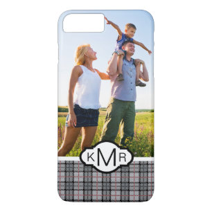 Beställnings- foto- & MonogramPIXELpläd i grå f