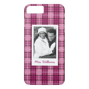 Beställnings- foto & namnPIXEL Plaid_Magenta-Blac