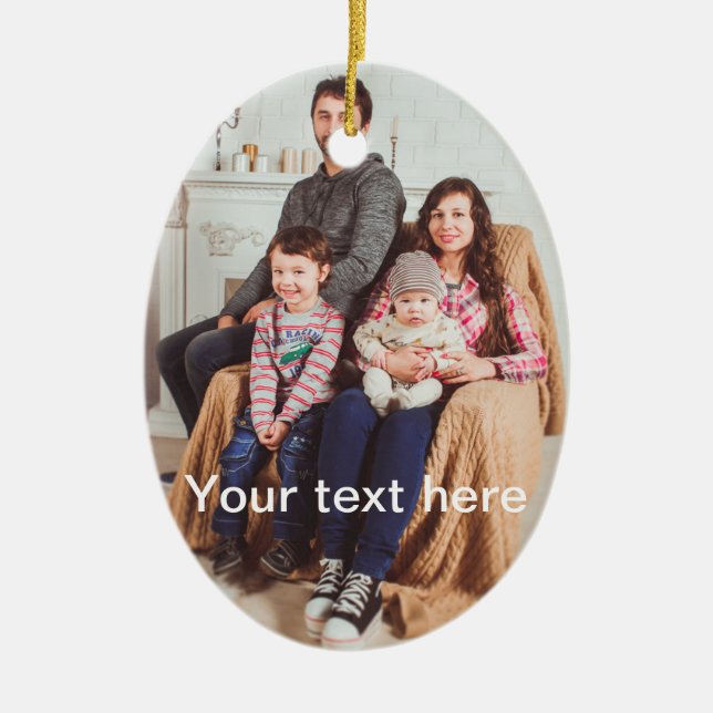 Beställnings- foto och/eller text julgransprydnad keramik (Framsidan)
