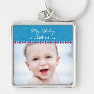 Beställnings- foto stora högvärdiga Keychain Fyrkantig Silverfärgad Nyckelring
