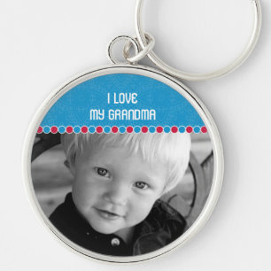 Beställnings- foto stora högvärdiga Keychain Rund Silverfärgad Nyckelring