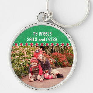 Beställnings- foto stora högvärdiga Keychain Rund Silverfärgad Nyckelring