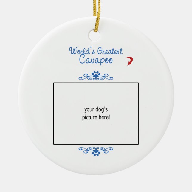 Beställnings- foto! Världsstörsta Cavapoo Julgransprydnad Keramik (Framsidan)