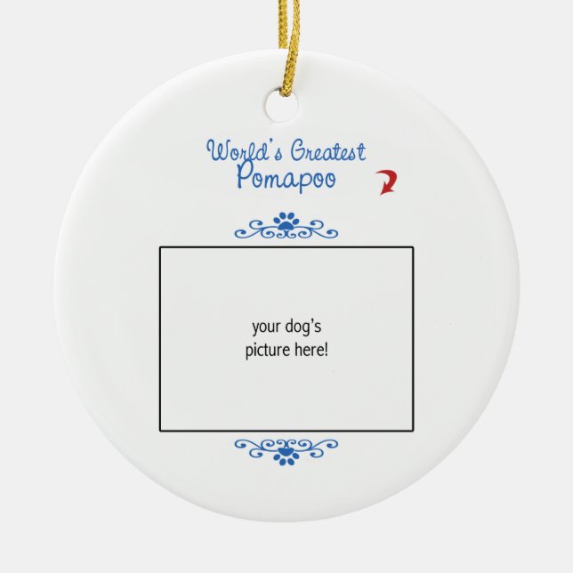 Beställnings- foto! Världsstörsta Pomapoo Julgransprydnad Keramik (Framsidan)