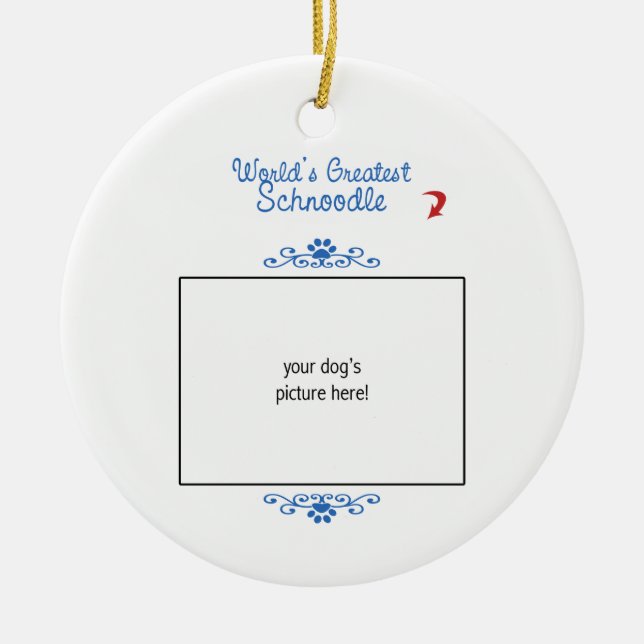 Beställnings- foto! Världsstörsta Schnoodle Julgransprydnad Keramik (Framsidan)