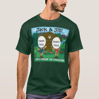 Beställnings- fotokarikatyr för borta Squatchin'- T-shirt