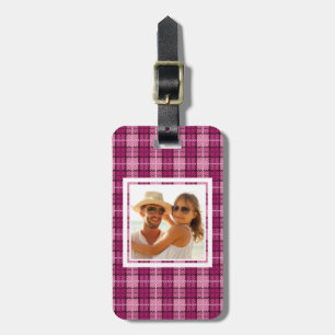 Beställnings- fotoPIXEL Plaid_Magenta-Black Bagagebricka