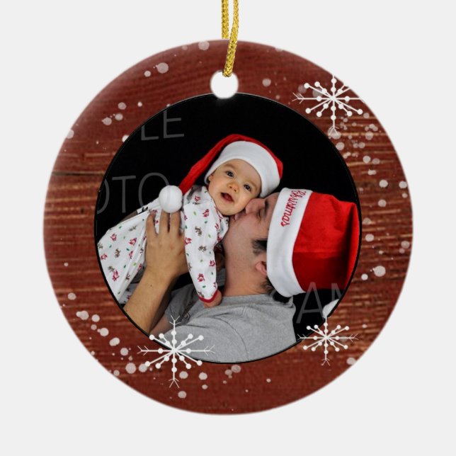Beställnings- fotoprydnad för Snowflake Julgransprydnad Keramik (Framsidan)
