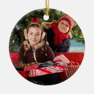 Beställnings- fotoprydnad julgransprydnad keramik