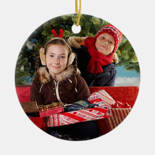 Beställnings- fotoprydnad julgransprydnad keramik (Framsidan)