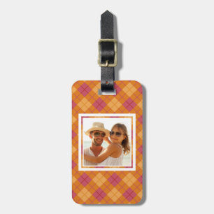 Beställnings- fotosnedhetspläd i orange och rosor bagagebricka