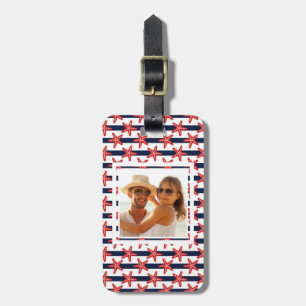 Beställnings- fotostars och stripesmönster bagagebricka