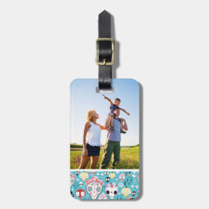 Beställnings- fotostruktur som skrattar skallen bagagebricka