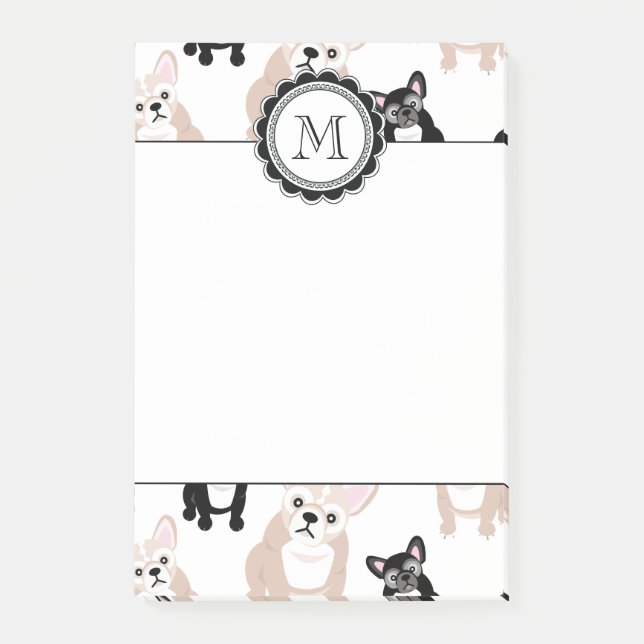 Beställnings- franskt bulldoggmönster post-it block (Framsida)