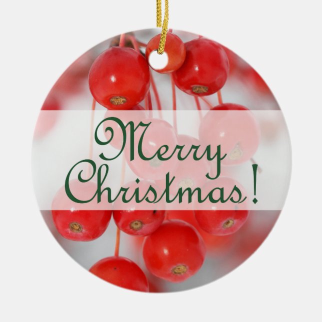 Beställnings- glad Retro jul 2016 med bär Julgransprydnad Keramik (Framsidan)