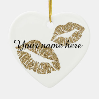 Beställnings- glitterläpparprydnad julgransprydnad keramik