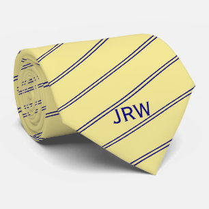 Beställnings- görade randig Monogramgult och bl Slips