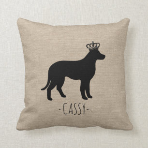 Beställnings- guld- burlap för hund för namn f kudde