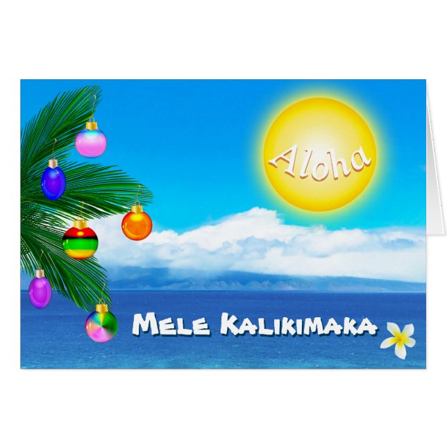 Beställnings- hawaianska julkort Mele Kalikimaka Hälsningskort (Framsidan Horizontal)