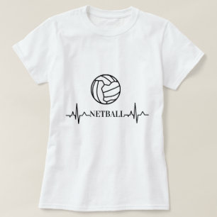Beställnings- hjärtslag- och bolltemaNetball T-shirt
