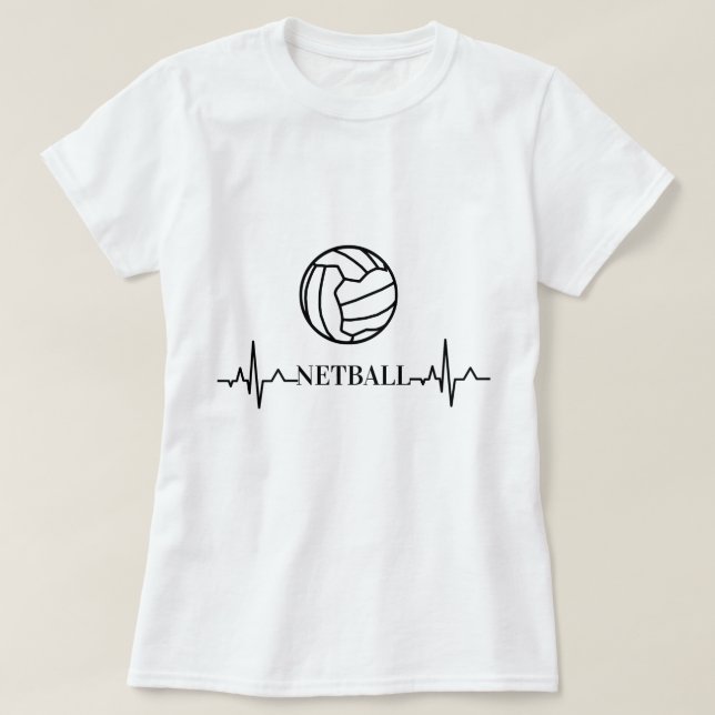 Beställnings- hjärtslag- och bolltemaNetball T-shirt (Design framsida)