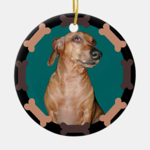 Beställnings- hundfotoprydnad julgransprydnad keramik