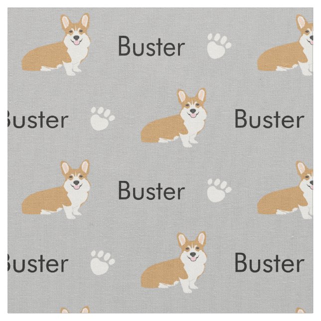 Beställnings- hundnamntyg - corgihundtyg tyg (Närbild)