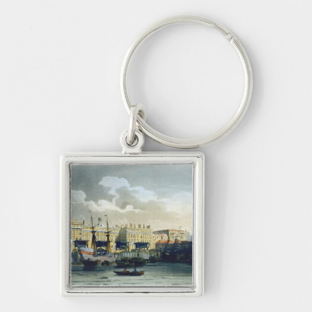 Beställnings- hus från floden Thames, från Fyrkantig Silverfärgad Nyckelring (Framsidan)