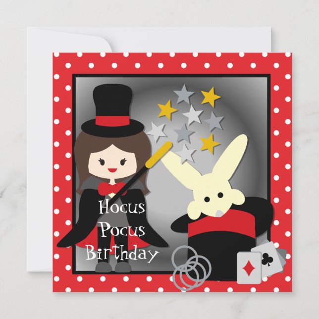 Beställnings- inbjudan för brunettflickaHocus (Framsida)