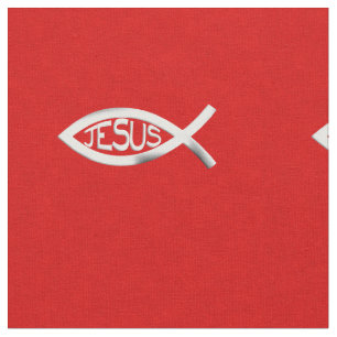Beställnings- Jesus kristen fisk Tyg
