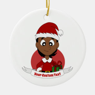 Beställnings- julflickatecknad julgransprydnad keramik