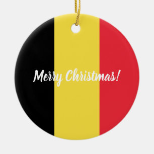 Beställnings- julgranprydnad för belgisk flagga julgransprydnad keramik