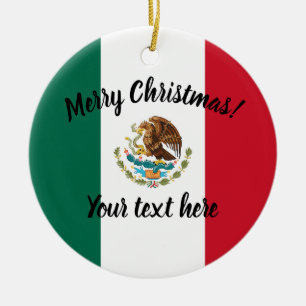 Beställnings- julgranprydnad för mexicansk flagg julgransprydnad keramik