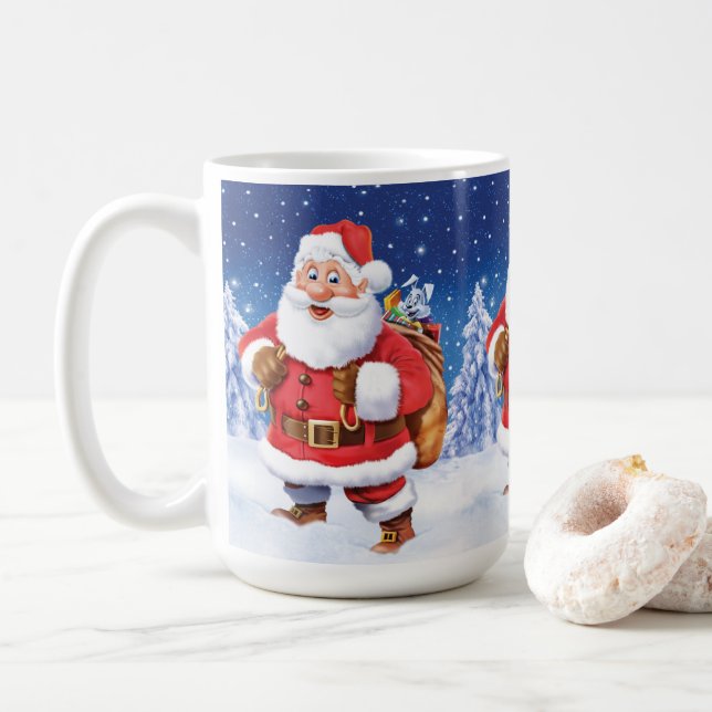 Beställnings- julkaffemugg, Jolly Santas. Kaffemugg (Med munk)